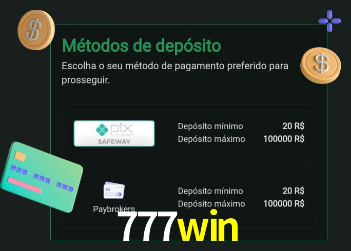 O cassino 777win oferece uma grande variedade de métodos de pagamento